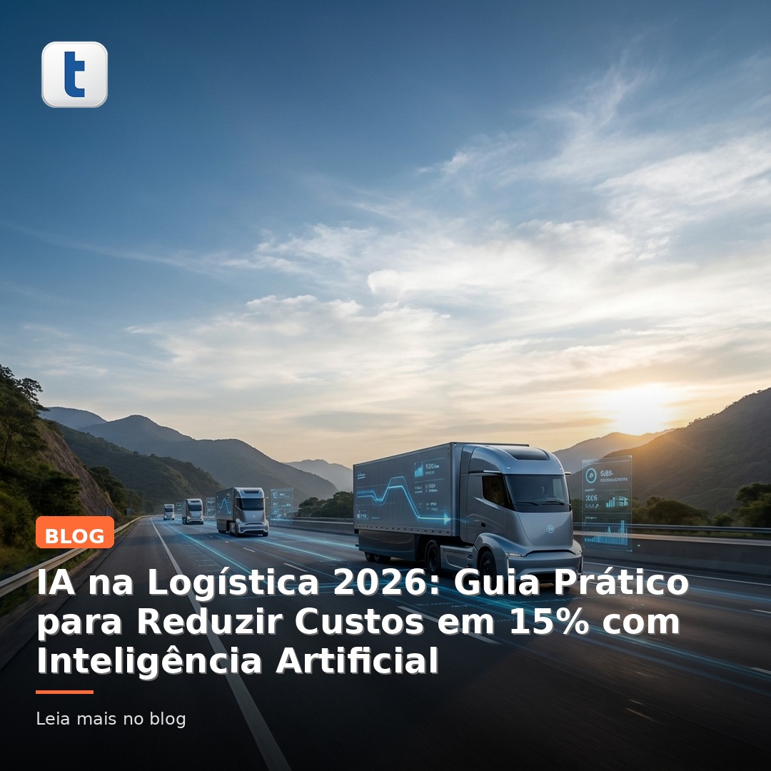 Centro de controle logístico com inteligência artificial otimizando rotas de caminhões e reduzindo custos de transporte em 2026