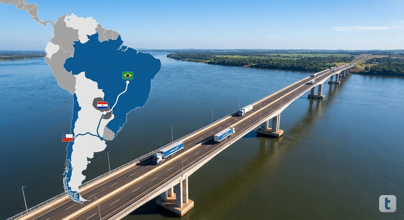 Ponte do Corredor Bioceânico conectando Brasil e Paraguai sobre o Rio Paraguai